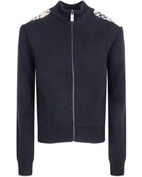 Burberry - Truien & Vesten ,Zwart ,Wol Check Patch Wollen Kasjmier Cardigan - Lyst