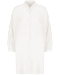 120% Lino - Camicia in lino bianca con colletto - Lyst