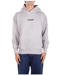 Barrow - Hoodies & Sweatvesten ,Grijs ,Katoen Grijze Hoodie Met Voor- En Achterprint - Lyst