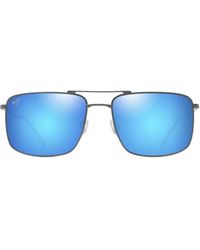 Maui Jim - Quadratische sonnenbrille mit grauem matten titanrahmen - Lyst