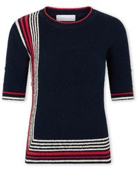 Rabanne - Truien & Vesten ,Blauw Terry Jersey Gestreepte Top - Lyst