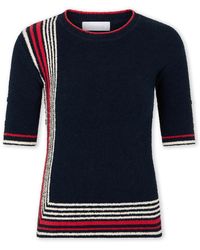 Rabanne - Truien & Vesten ,Blauw Terry Jersey Gestreepte Top - Lyst
