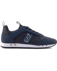 EA7 - Schoenen ,Blauw ,Polyester Blauwe Sneakers Met Eagle Logo - Lyst