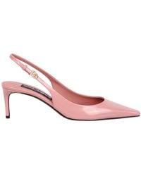 Dolce & Gabbana - Escarpins Slingback Mun Dg En Cuir - Lyst