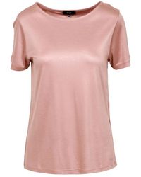 Fay - Puderrosa Jersey Boot-Ausschnitt Top - Lyst