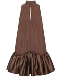 ROTATE BIRGER CHRISTENSEN - Gathered Sleeveless Mini Dress With Ruffled Hem And Tied Bow - Lyst