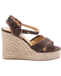 Castañer - Braune keil espadrilles sandalen - Lyst