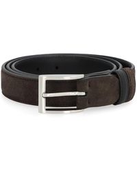 Hogan - Accessoires ,Bruin ,Suède Omkeerbare Suède Riem Met Gesp - Lyst