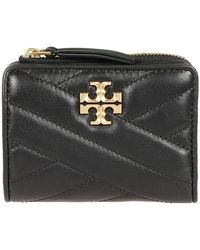 Tory Burch - Accessoires ,Zwart ,Gewatteerde Leren Portemonnee Met Knoopsluiting - Lyst
