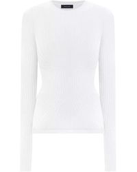 Mugler - Weißer Stricktop Runder Ausschnitt - Lyst
