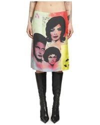 Versace - Printed Silk Twill Pencil Skirt - Lyst