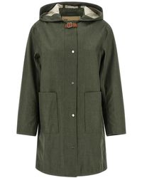 Herno - Jassen ,Groen ,Wol Hooded Buckle Strap Raincoat - Lyst