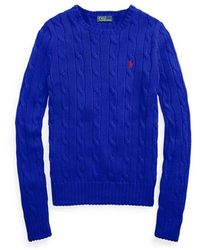 Polo Ralph Lauren - Truien & Vesten ,Blauw ,Katoen Blauwe Gebreide Vest Met Pony Logo - Lyst
