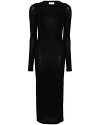 Saint Laurent - Wollen Mix Lange Pencil Jurk - Lyst