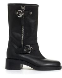Strategia - Schwarze leder ankle biker boots - Lyst