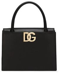 Dolce & Gabbana - Schwarze lederhandtasche mit klappenverschluss - Lyst