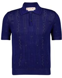 Marni - Bluette Gebreid Katoenen Poloshirt - Lyst