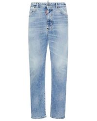 DSquared² - Jeans ,Blauw ,Denim Blauwe Denim Jeans Met Whiskering Effect - Lyst