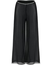 Bode - Pantaloni neri in seta trasparente a vita alta con gamba larga - Lyst
