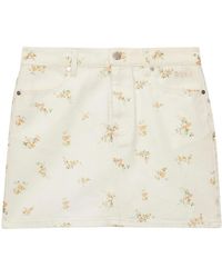 MSGM - Rokken ,Wit ,Katoen Minirok Met Bloemenprint - Lyst