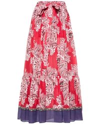 Etro - Brick Floral Print Pleated Tie Skirt - Lyst