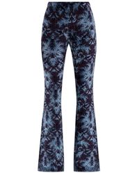 Etro - Broeken ,Blauw ,Broek Met Een Fluwelen Afwerking - Lyst
