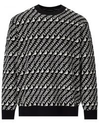 Emporio Armani - And White Monogram Crewneck Sweater - Lyst