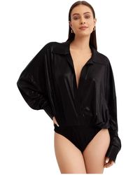Norma Kamali - Schwarzes shirt body oversize v-ausschnitt - Lyst