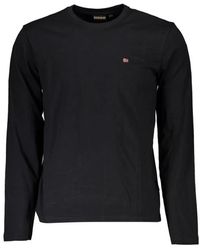 Napapijri - Zwarte Longsleeve Crew Neck Tee - Lyst