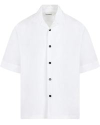 Jil Sander - Camicia bianca in cotone a maniche corte - Lyst