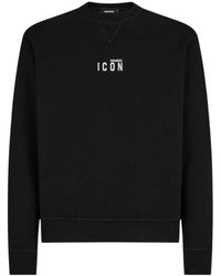 DSquared² - Hoodies & Sweatvesten ,Zwart ,Katoen Mini Icon Round Neck Sweatshirt - Lyst