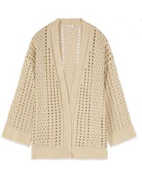 Oltre - Short Openwork Lurex Cardigan - Lyst