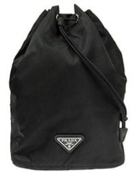 Prada - Tassen ,Zwart ,Nylon Nylon En Leren Trekkoordzak - Lyst
