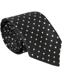Dolce & Gabbana - Accessoires ,Zwart ,Polka Dots Zijden Stropdas Met Mondmasker - Lyst