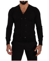 Dolce & Gabbana - Schwarzer cashmere cardigan pullover mit knopfleiste - Lyst