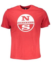 North Sails - Tops ,Rood ,Katoen Rode Katoen Print Logo T-Shirt - Lyst