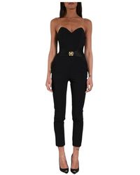 Elisabetta Franchi - Fließender Crêpe-Jumpsuit Mit Großer Schleife - Lyst