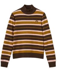 Twinset - Truien & Vesten ,Veelkleurig ,Katoen Trui Met Col En Broche - Lyst