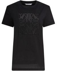 Max Mara - Tops ,Zwart ,Katoen Zwart T-Shirt Met Besque Patroon - Lyst