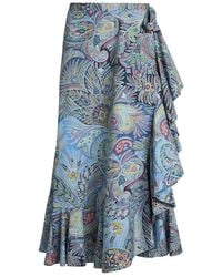 Etro - Rokken ,Veelkleurig ,Maxi Wikkelrok Met Ruche Aan De Zoom - Lyst