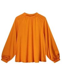 Summum - Bluse Mit Seideneffekt Und Offizierskragen - Lyst