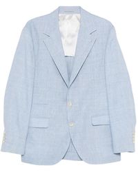 Brunello Cucinelli - Jassen ,Blauw ,Wol Single-Breasted Blazer - Lyst