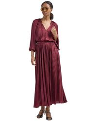 Ulla Johnson - Kleedjes ,Rood ,Polyester Lulu Geplooide Lange Rok - Lyst