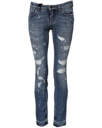 Dolce & Gabbana - Distressed Ripped Denim Jeans - Lyst