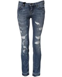Dolce & Gabbana - Distressed Ripped Denim Jeans - Lyst
