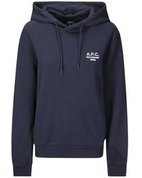 A.P.C. - Hoodies & Sweatvesten ,Blauw ,Katoen Hoodie Standard Rue Madame Sweatshirt - Lyst