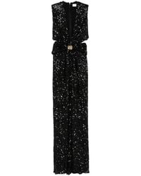 Elisabetta Franchi - Schwarzes Ärmelloses Kleid Mit V-Ausschnitt Und Cut-Out-Details - Lyst