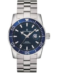 Revue Thommen - Accessoires ,Blauw ,Duiker Horloge Met Datumvenster En Roestvrijstalen Band - Lyst