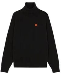 KENZO - Schwarzer rollkragenpullover mit boke flower emblem - Lyst