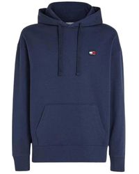 Tommy Hilfiger - Blaue Baumwollkapuzenpullover Mit Lockerer Passform - Lyst